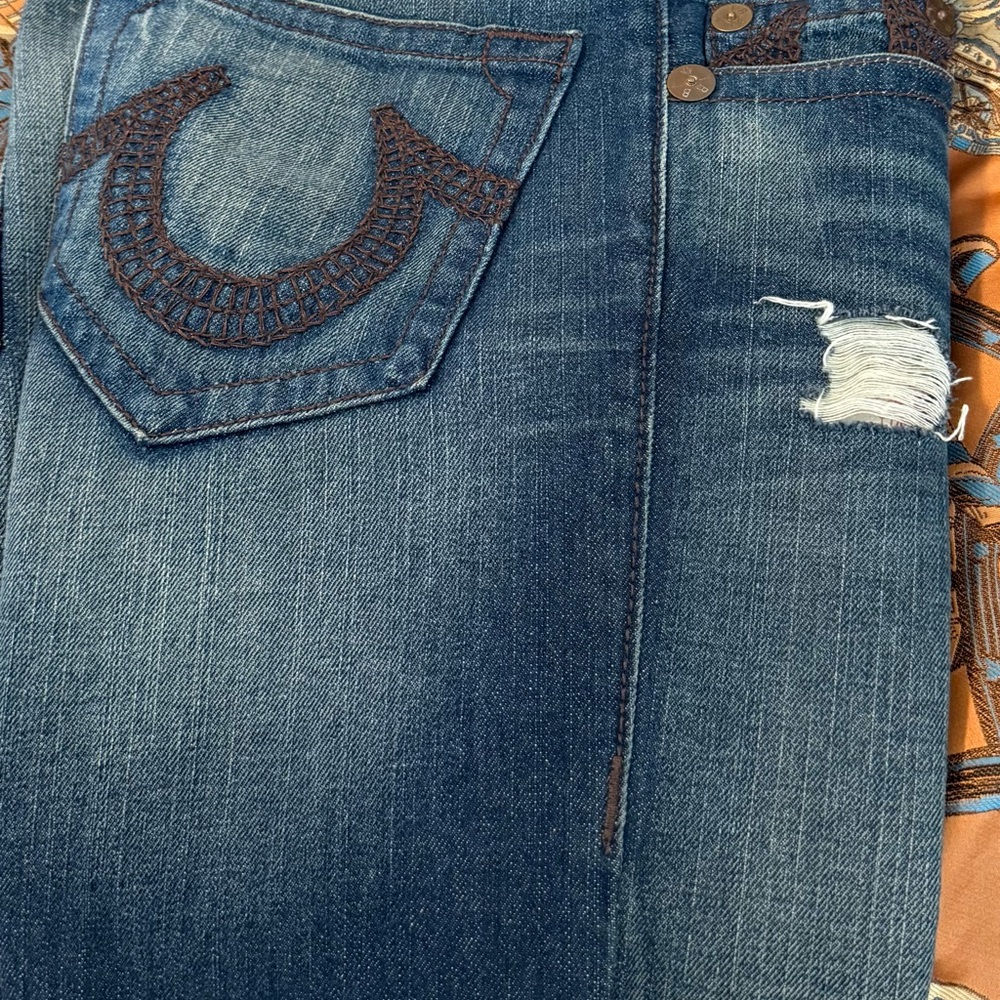 True Religion Men's Distressed Blue Skinny Jeans